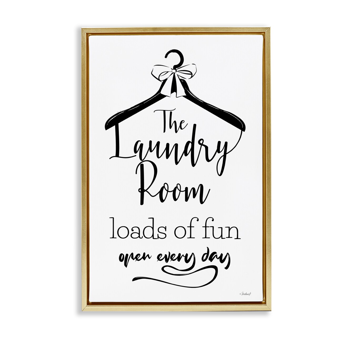 Stupell Industries Laundry Room with Hanger Framed Floater Canvas Wall Art Design by Martina Pavlova